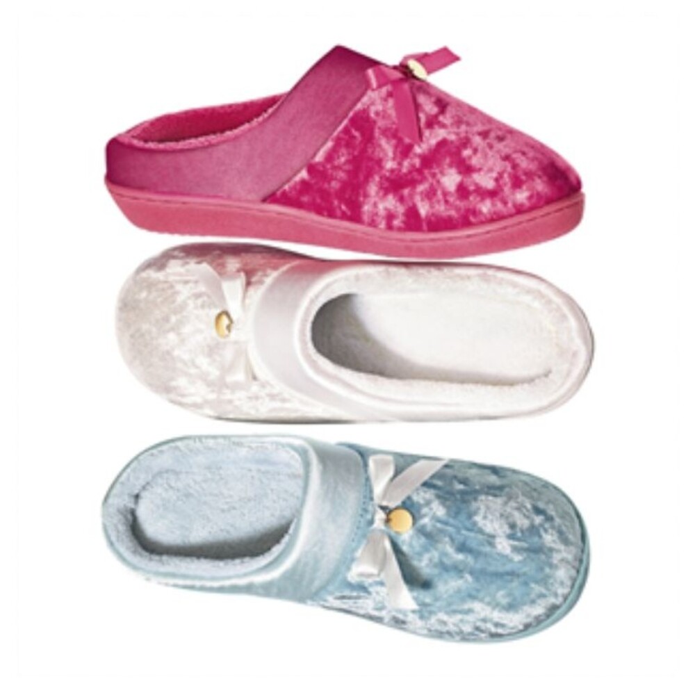 Velveteen Memory Foam Lined Slippers (Size Small / 5-6) White Color Only ~ NEW!!